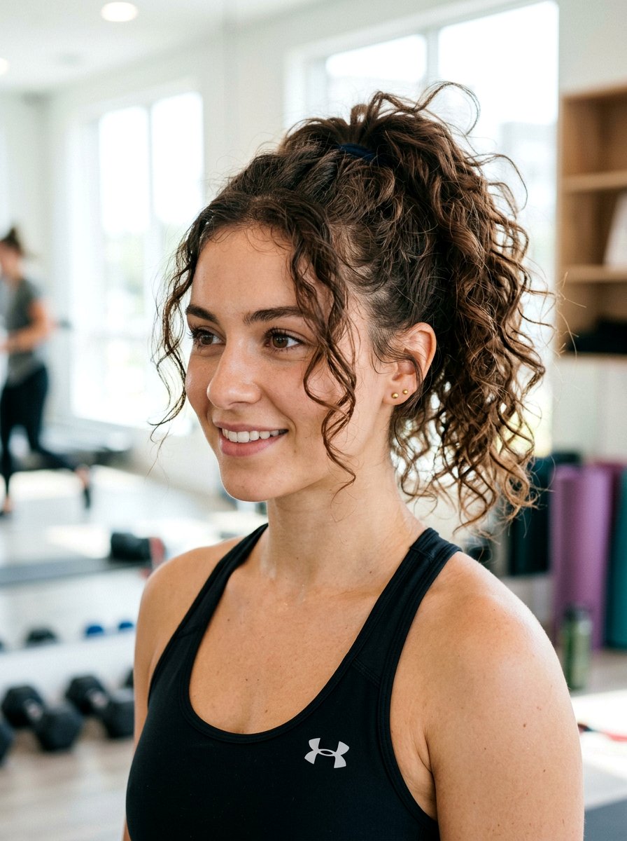 Messy Curly Ponytail - 20 cute curly hairstyle ideas for women - 20 cute curly hairstyle ideas for women