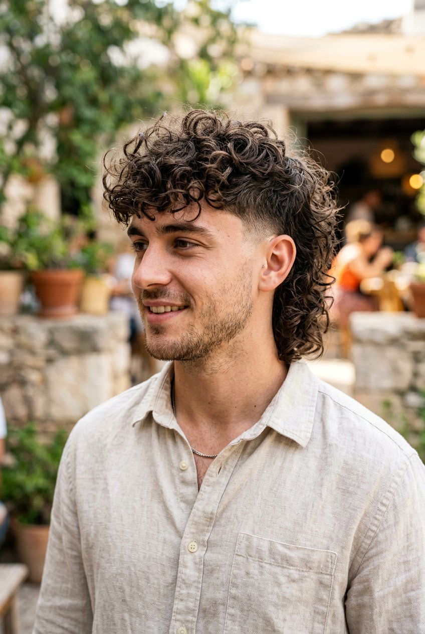 Messy Curly Taper Mullet - 20 taper mullet for curly hair men - 20 taper mullet for curly hair men