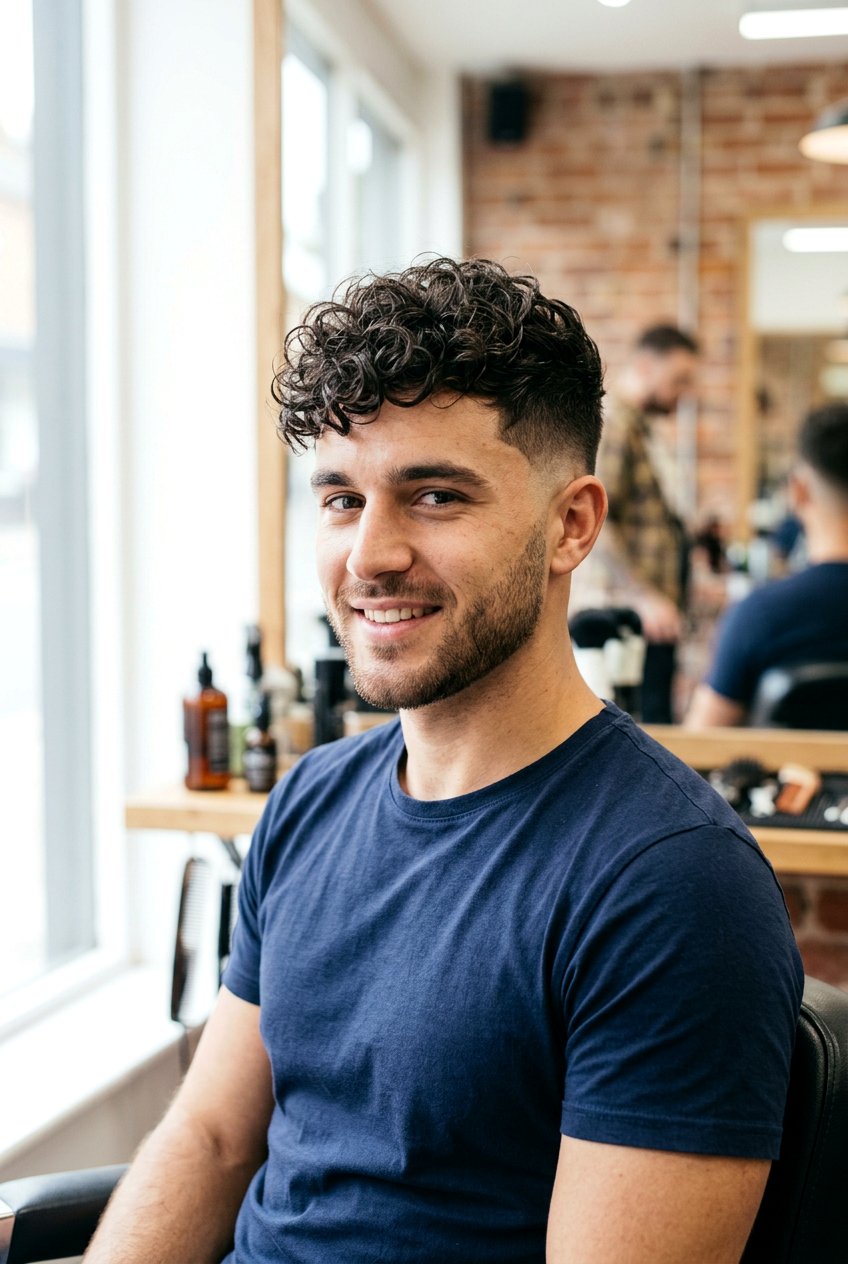 Messy Curly Top Mid Fade - 20 mid fade with curly top men - 20 mid fade with curly top men