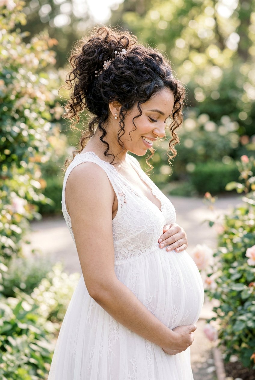 Messy Curly Updo Maternity Shoot - 20 maternity shoot curls hairstyle - 20 maternity shoot curls hairstyle