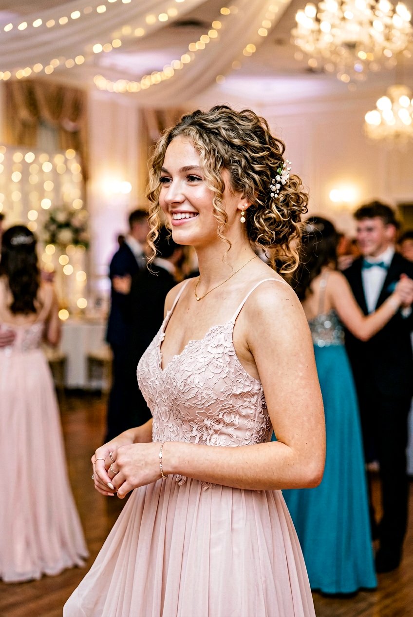 Messy Curly Updo for Prom - 20 prom hairstyles for curly hair - 20 prom hairstyles for curly hair