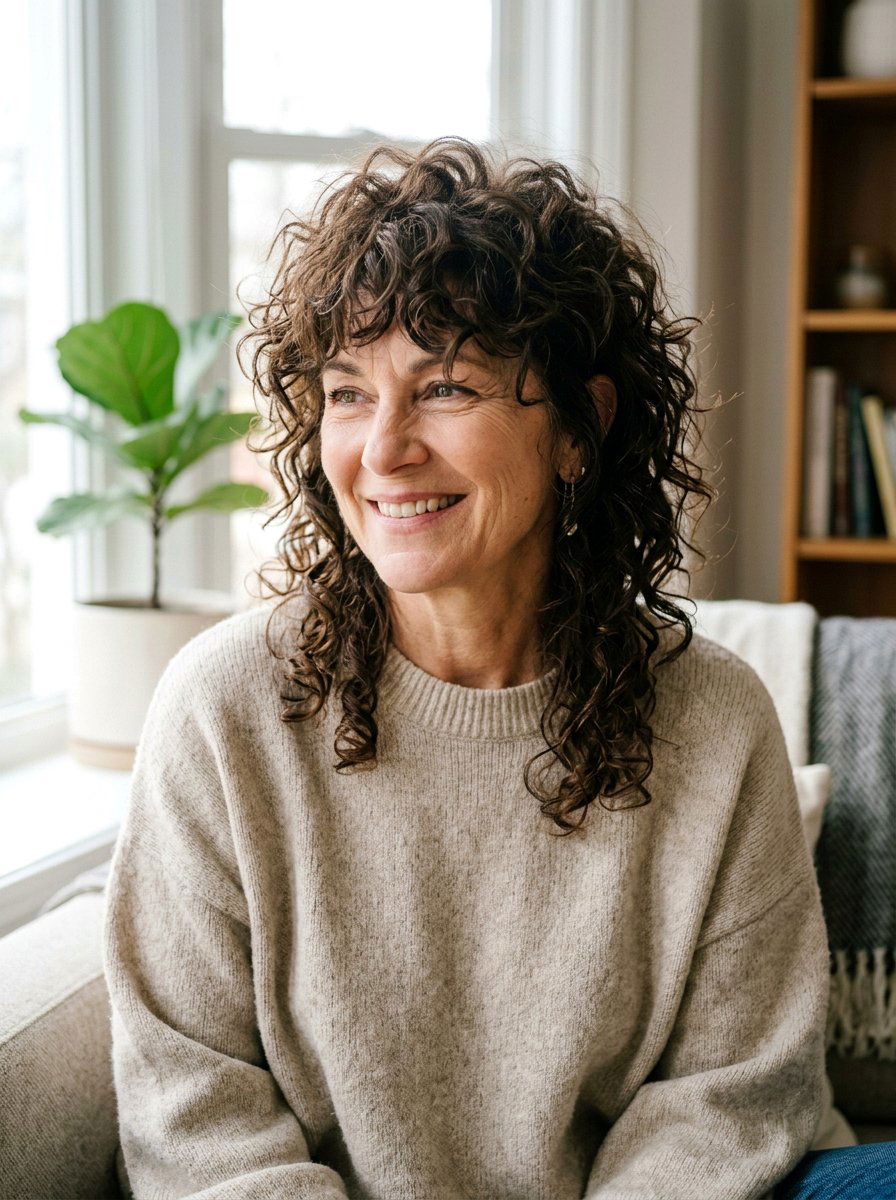 Messy Curly Wolf Cut - 20 curly wolf cut for mature women - 20 curly wolf cut for mature women