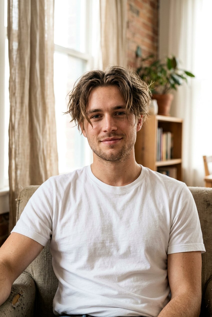 Messy Curtains - 20 curtain haircut for straight hair men - 20 curtain haircut for straight hair men