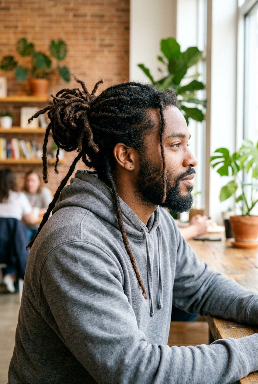 Messy Dread Bun - 20 dread bun hairstyle men - 20 dread bun hairstyle men