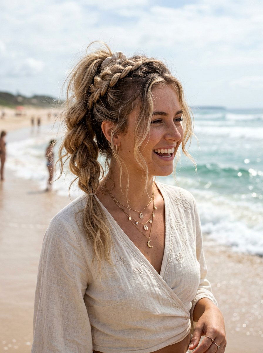 Messy Dutch Braid Ponytail - 20 dutch braid ponytail hairstyle - 20 dutch braid ponytail hairstyle