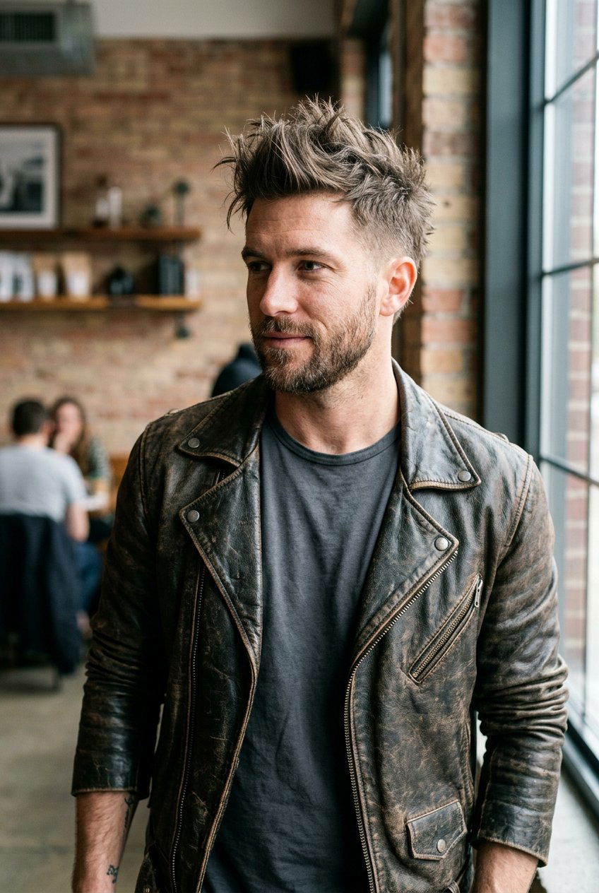 Messy Faux Hawk - 20 mens haircut for round face - 20 men’s haircut for round face