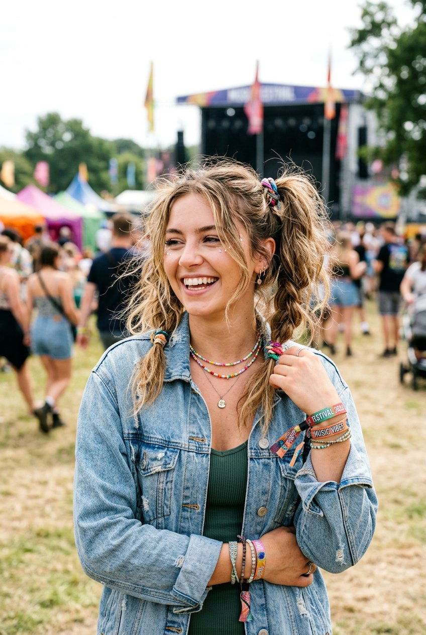 Messy Festival Pigtails - 20 festival hairstyles for women - 20 festival hairstyles for women