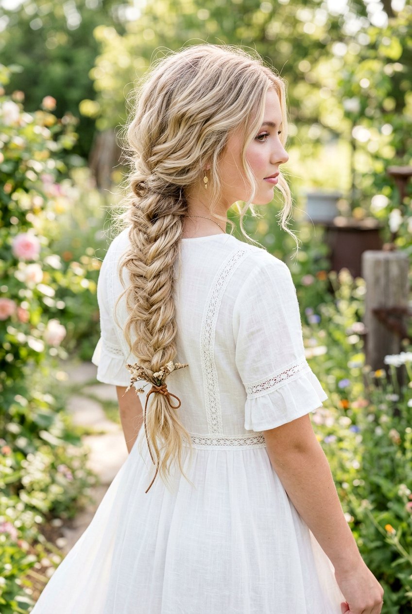 Messy Fishtail Braid - 20 birthday hairstyle for teenage girls - 20 birthday hairstyle for teenage girls