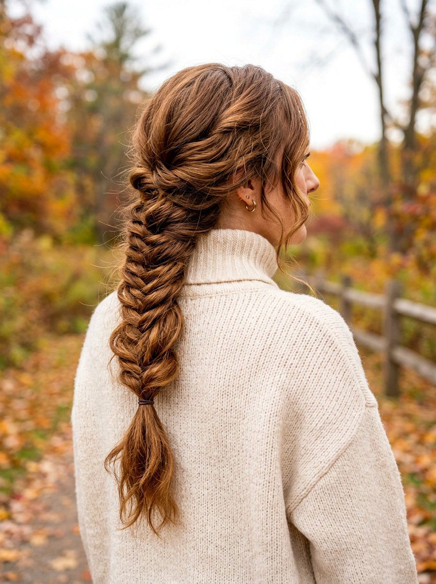 Messy Fishtail Braid For Thick Hair - 20 simple hairstyle for thick long hair - 20 simple hairstyle for thick long hair