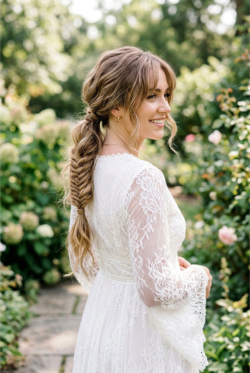 Messy Fishtail Braid Ponytail - 20 boho bridal ponytail - 20 boho bridal ponytail