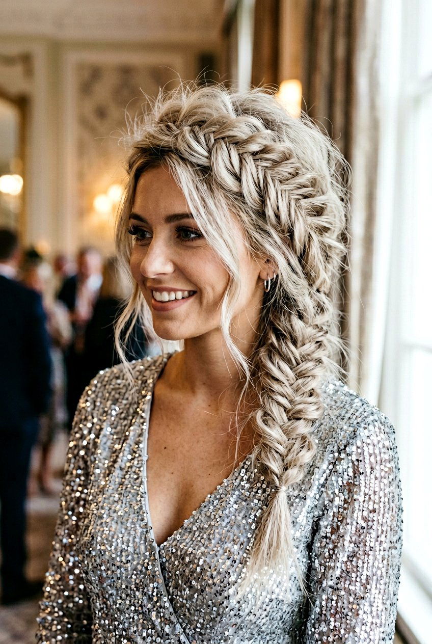 Messy Fishtail Crown With Volume - 20 homecoming hairstyle with braid crown - 20 homecoming hairstyle with braid crown
