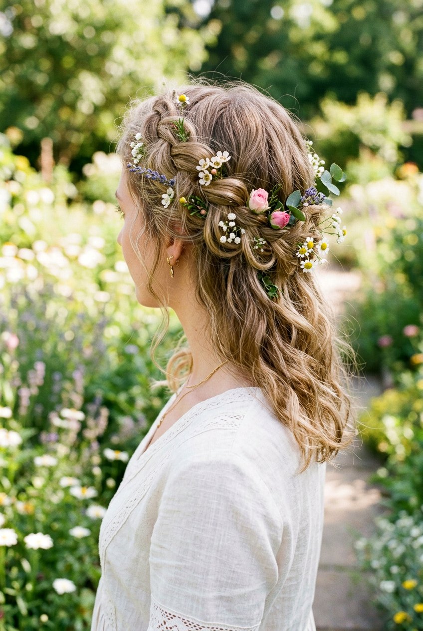 Messy Flower Crown Braid - 20 flower crown braid hairstyle - 20 flower crown braid hairstyle