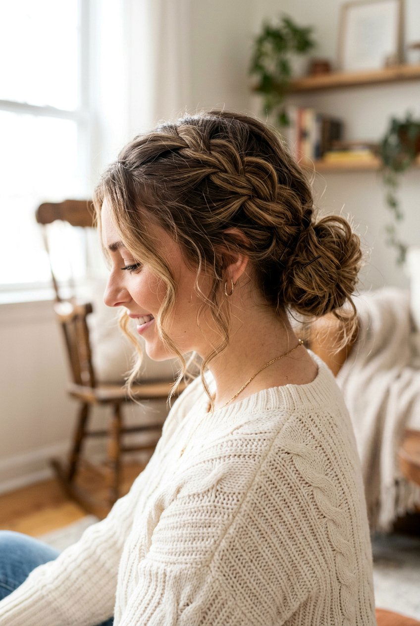 20 Stunning Festive Braid Bun Hairstyle Ideas For Holidays