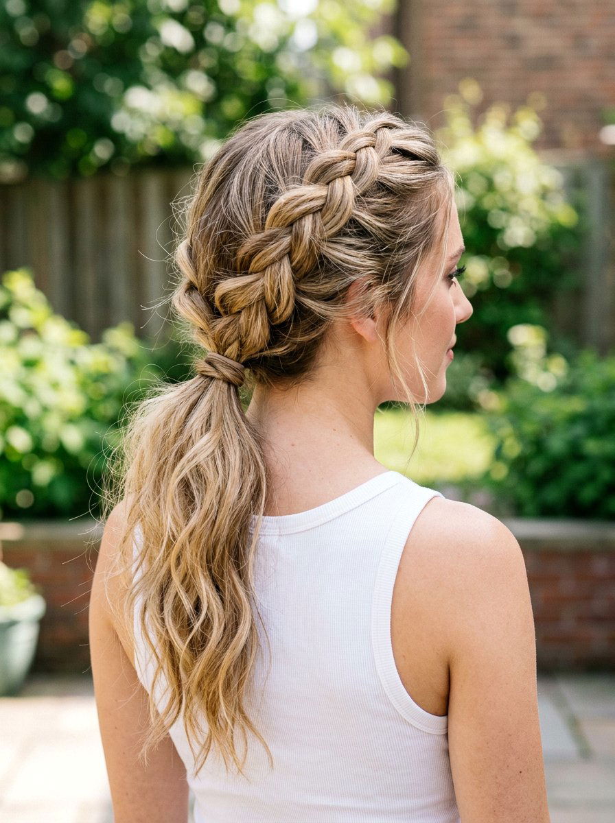 Messy French Braid Ponytail - 20 quick hairstyle for college classes - 20 quick hairstyle for college classes