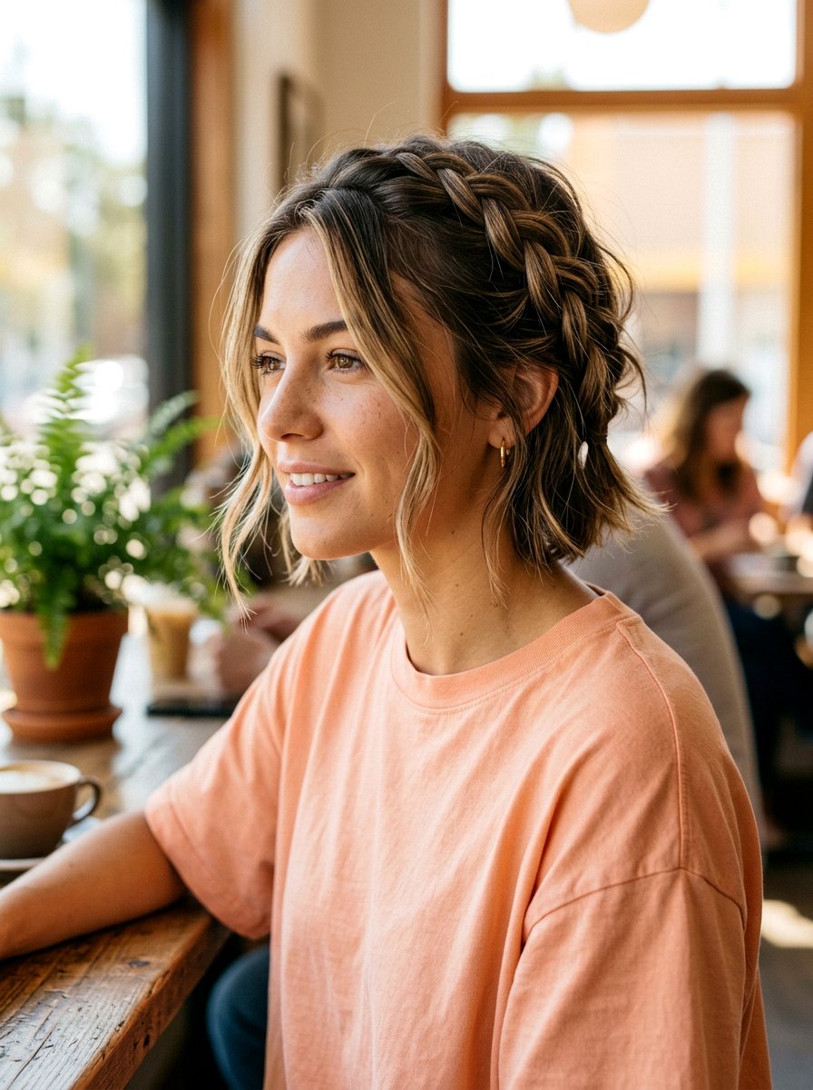 Messy French Braid Short Bob - 20 gym hairstyle for short bob - 20 gym hairstyle for short bob
