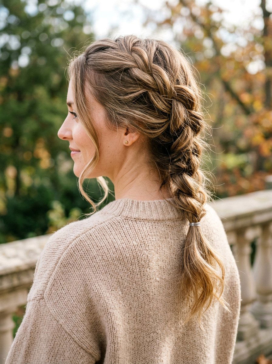 Messy French Braid - 20 vacation hairstyle for airplane travel - 20 vacation hairstyle for airplane travel