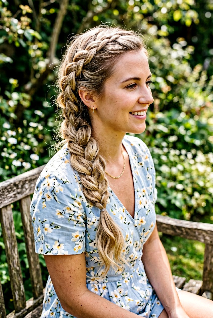 Messy French Side Braid - 20 beach hairstyle with messy side braid - 20 beach hairstyle with messy side braid