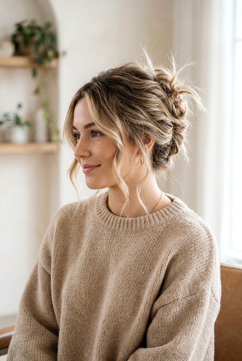 Messy French Twist - 20 messy claw clip updo for medium hair - 20 messy claw clip updo for medium hair