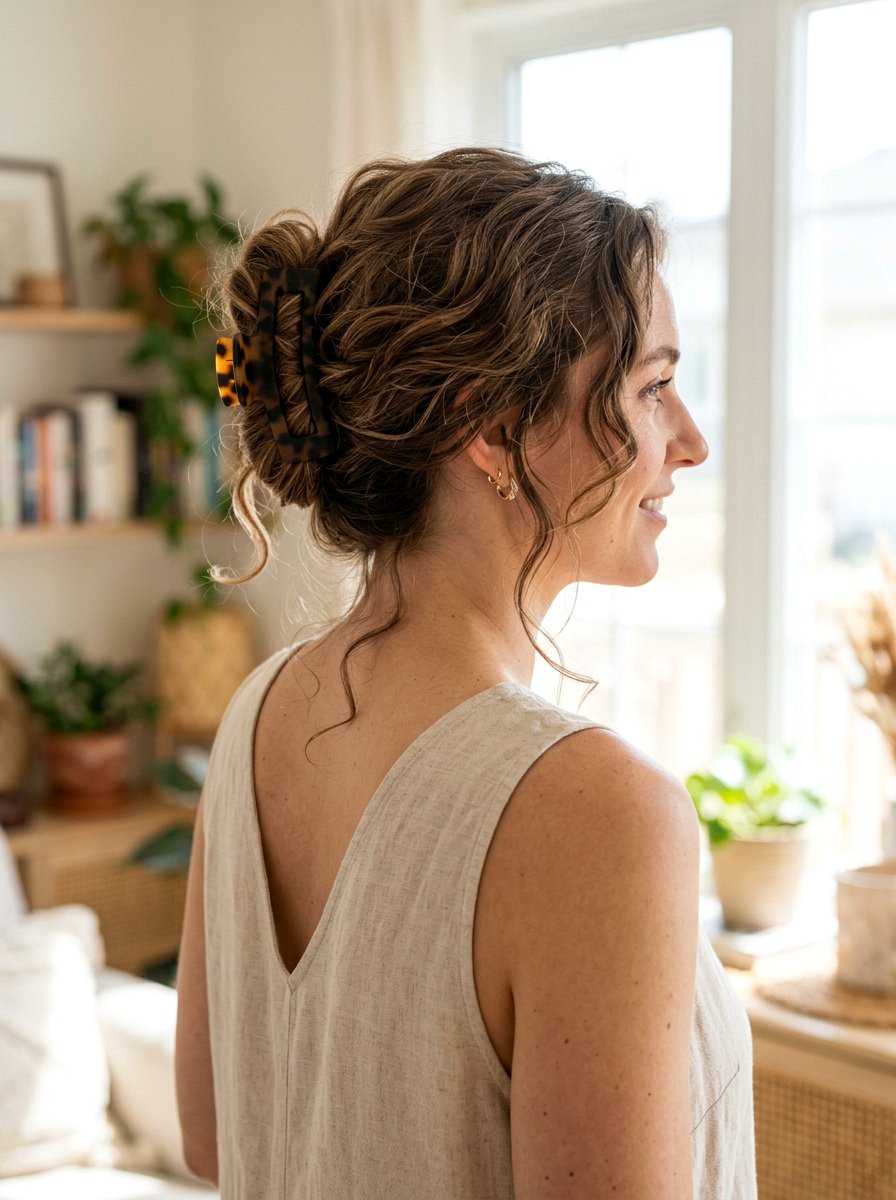 Messy French Twist Claw Clip - 20 claw clip hairstyle for moms - 20 claw clip hairstyle for moms