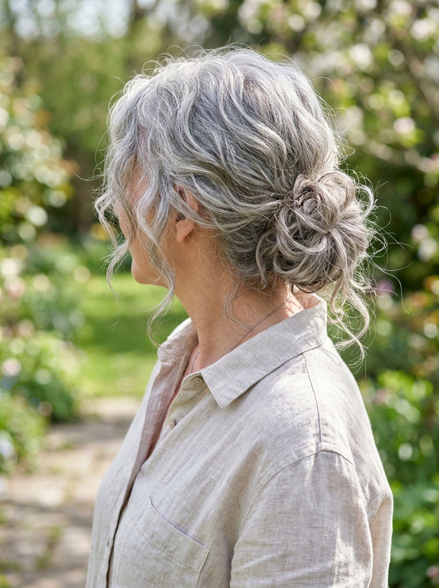 Messy Gray Chignon - 20 elegant gray chignon hairstyle - 20 elegant gray chignon hairstyle