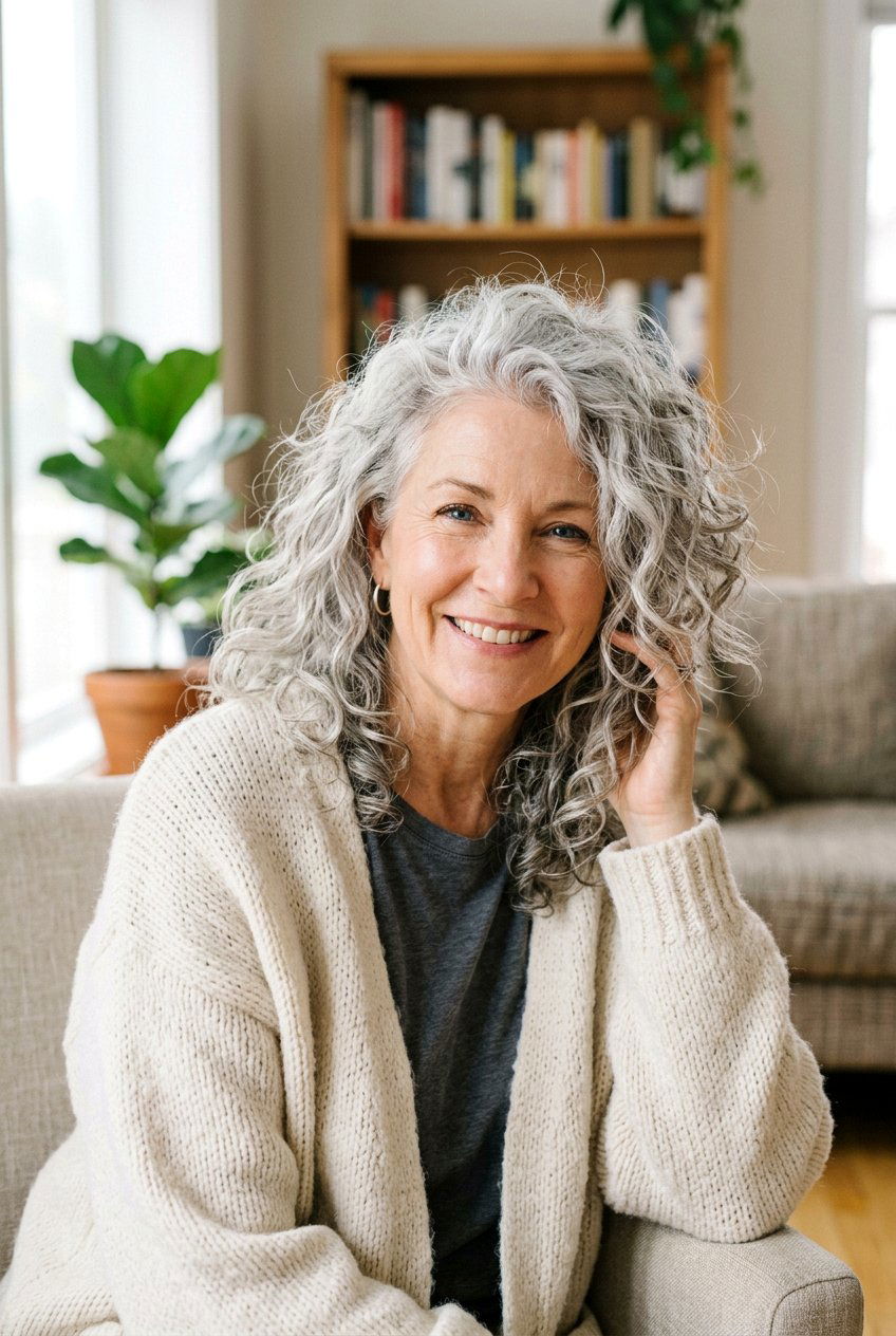 Messy Gray Curly Hair - 20 natural gray curly hairstyles - 20 natural gray curly hairstyles