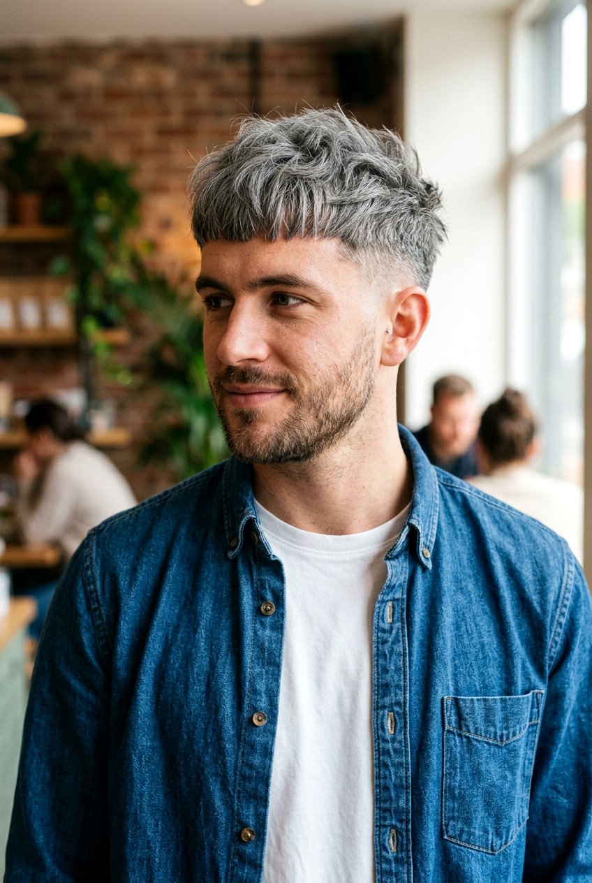 Messy Gray French Crop - 20 men haircut ideas for gray hair - 20 men haircut ideas for gray hair