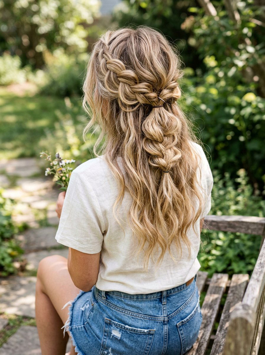 Messy Half Up Braid - 20 vacation half up braid hairstyle - 20 vacation half up braid hairstyle