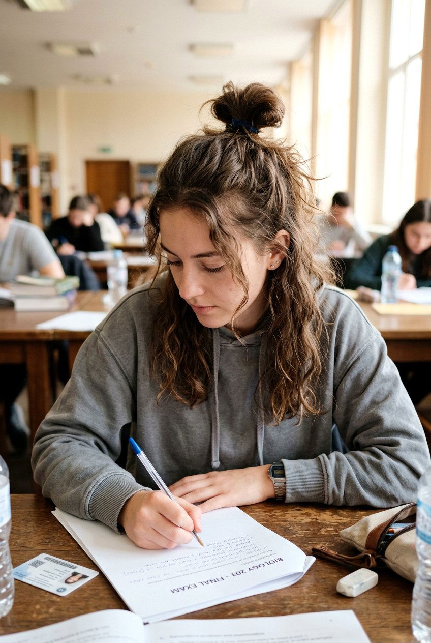 Messy Half Up Bun Exam Hairstyle - 20 exam day hairstyles - 20 exam day hairstyles