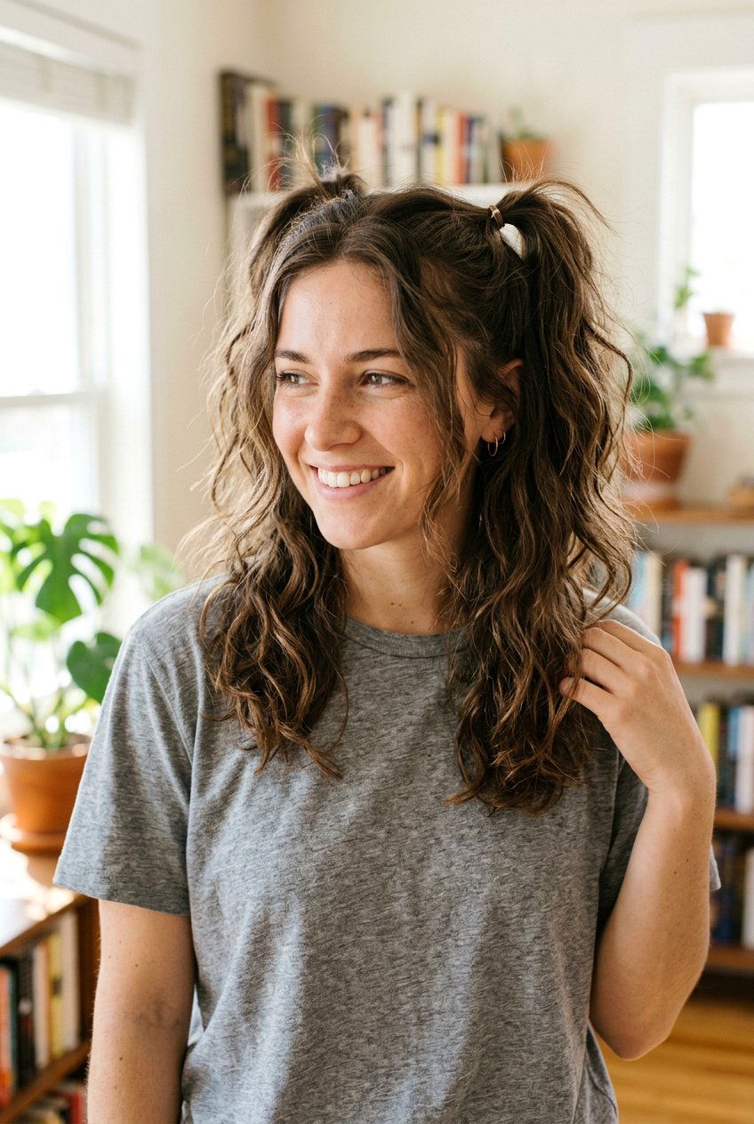 Messy Half Up Pigtails - 20 half up pigtail hairstyles - 20 half up pigtail hairstyles