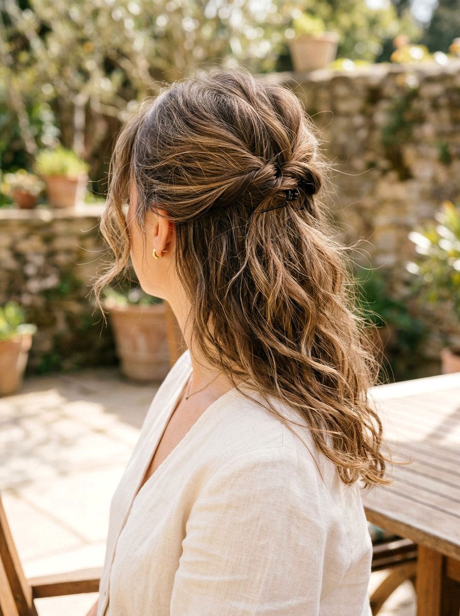 Messy Half Up Twist - 20 date night hairstyle with half up twist - 20 date night hairstyle with half up twist