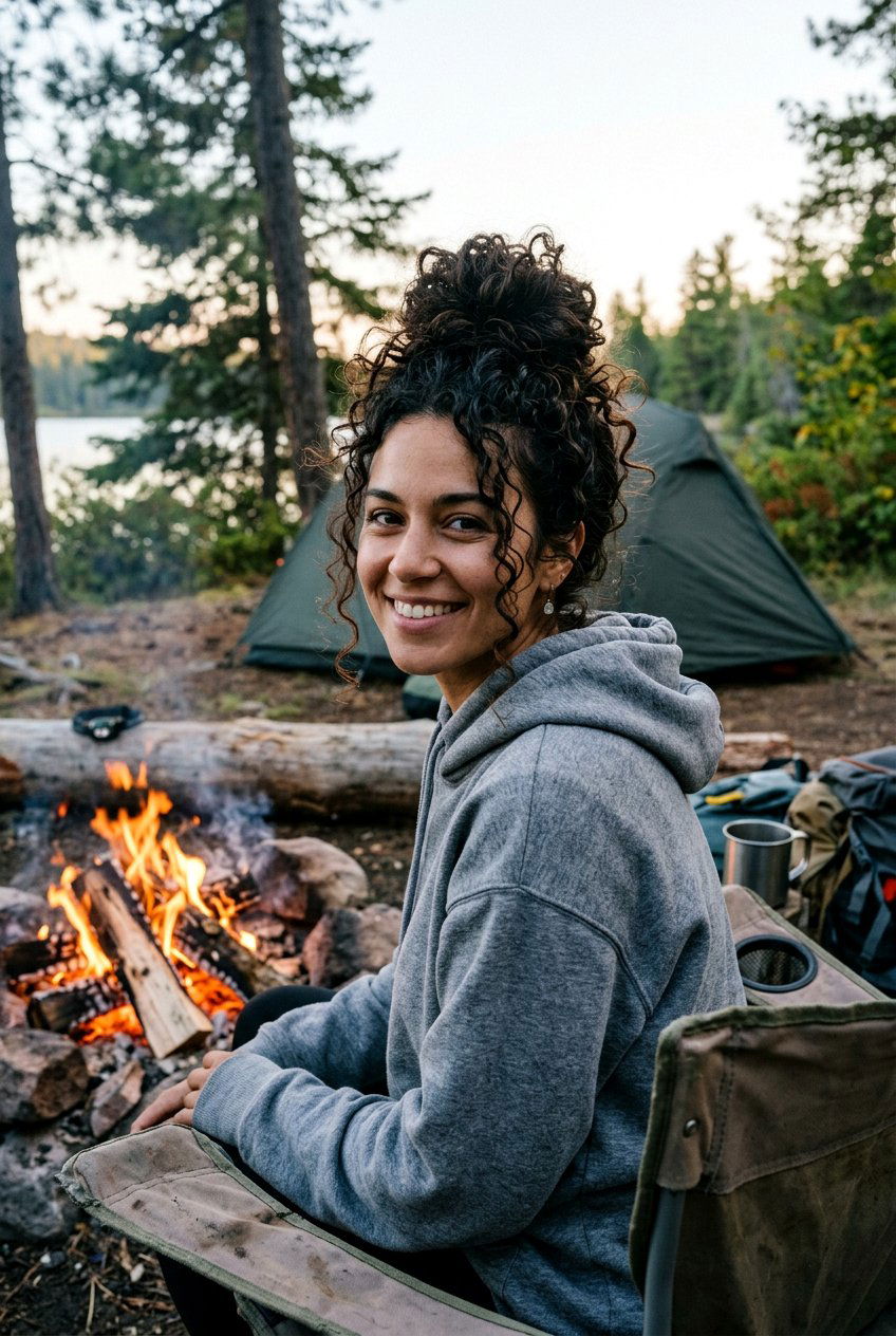 Messy High Bun For Camping - 20 camping hairstyles for women - 20 camping hairstyles for women