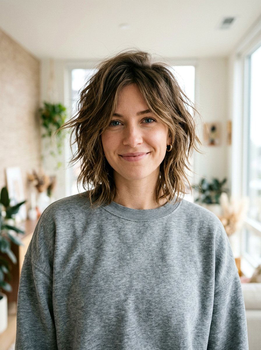 Messy Layered Chin Length Bob - 20 layered chin length bob with volume - 20 layered chin length bob with volume