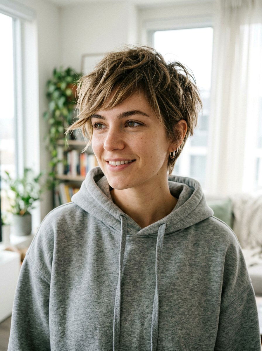 Messy Layered Pixie With Side Fringe - 20 layered pixie with side fringe - 20 layered pixie with side fringe