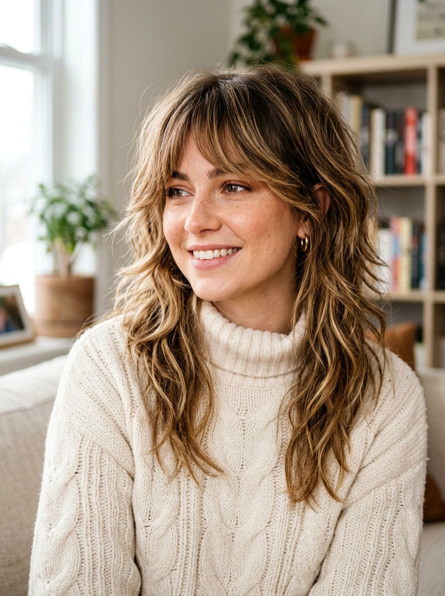 Messy Layers with Fringe Energy - 20 fall shag haircut ideas - 20 fall shag haircut ideas