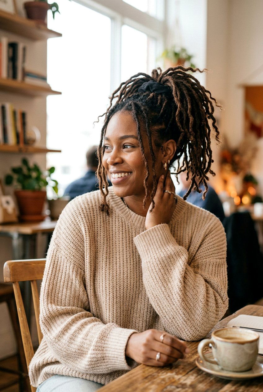 Messy Loc Ponytail - 20 loc ponytail hairstyle - 20 loc ponytail hairstyle