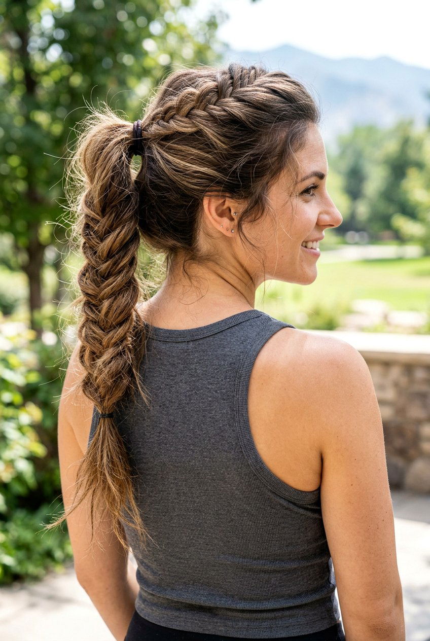 Messy Loose Fishtail Braid Ponytail - 20 beach hairstyle with loose fishtail braid - 20 beach hairstyle with loose fishtail braid