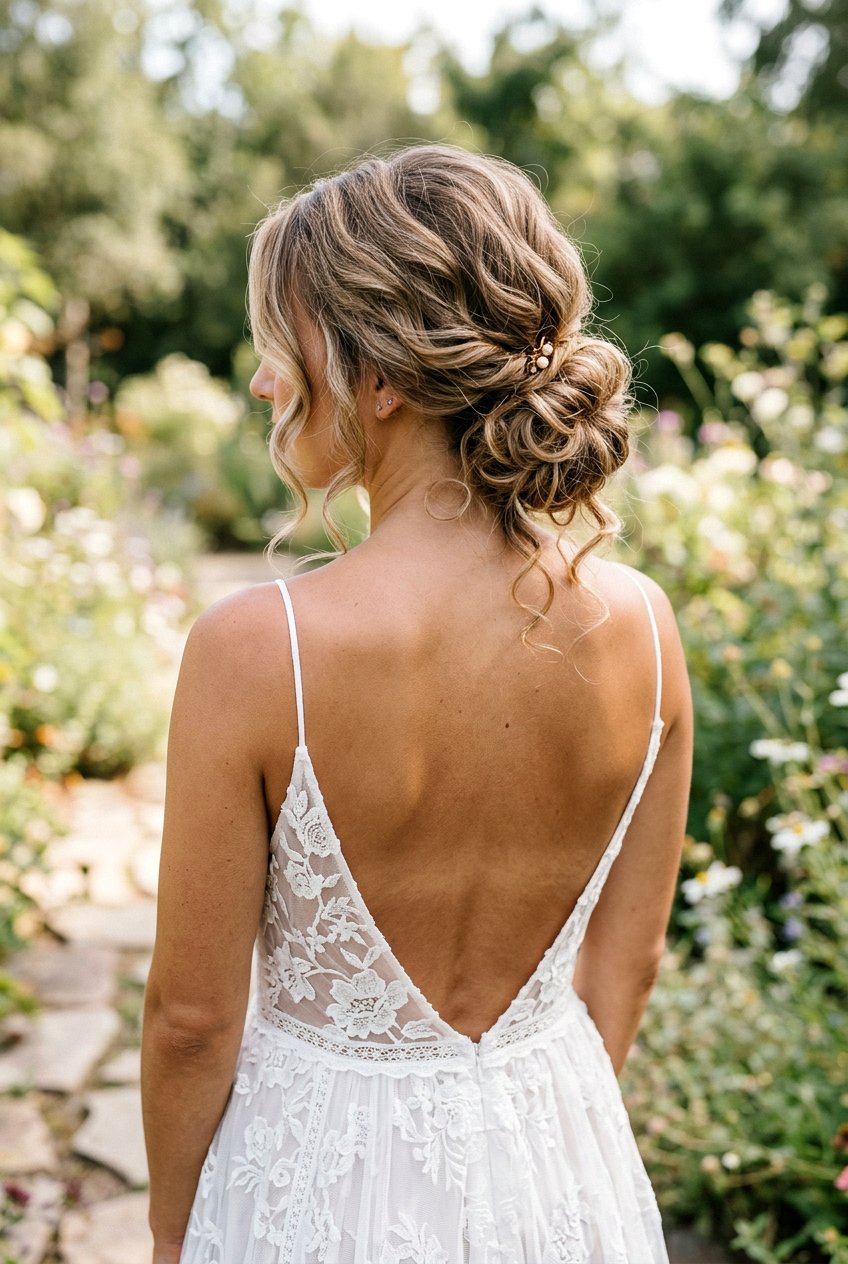 Messy Low Boho Bun With Face Framing Pieces - 20 bohemian wedding hairstyles - 20 bohemian wedding hairstyles