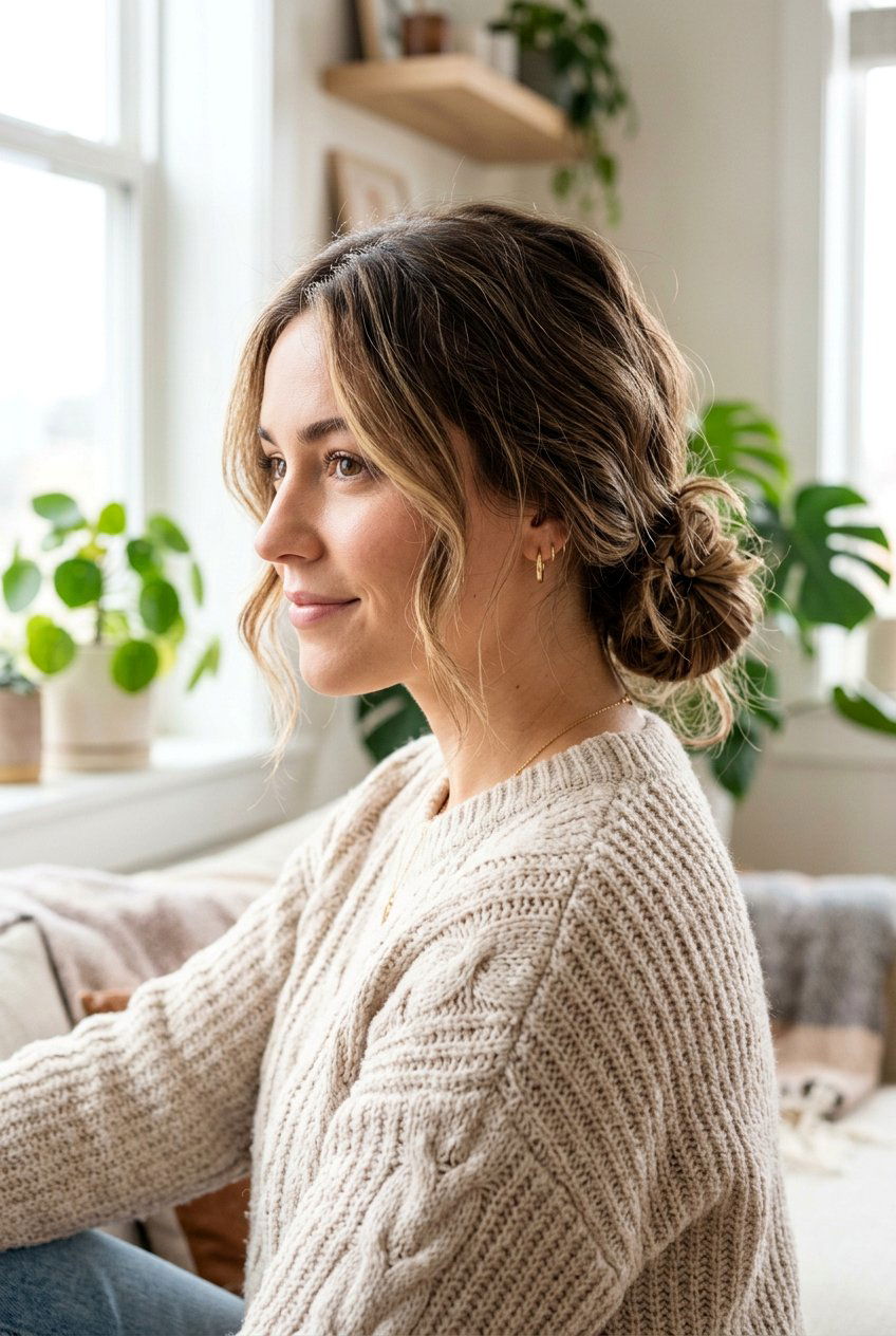 Messy Low Bun - 20 school hairstyle with low bun - 20 school hairstyle with low bun