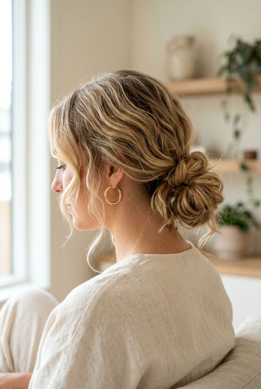 Messy Low Bun - 20 first day of college hairstyle