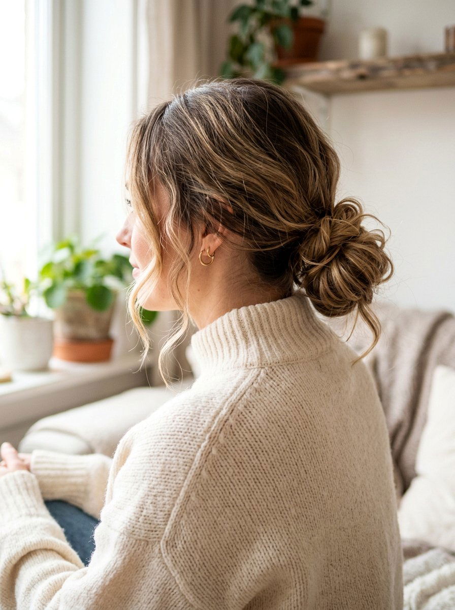 Messy Low Bun - 20 rainy day bun hairstyle - 20 rainy day bun hairstyle