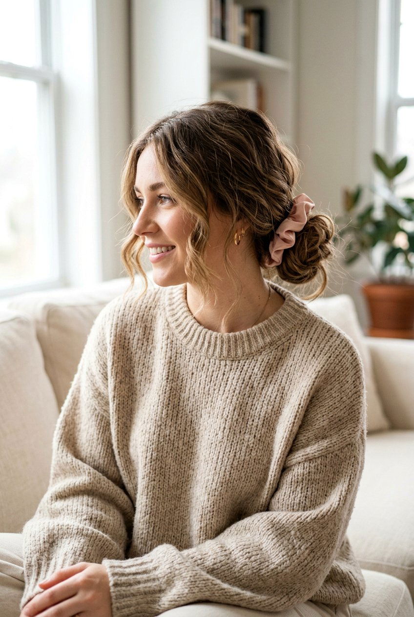 Messy Low Bun - 20 road trip hairstyle for long layers - 20 road trip hairstyle for long layers