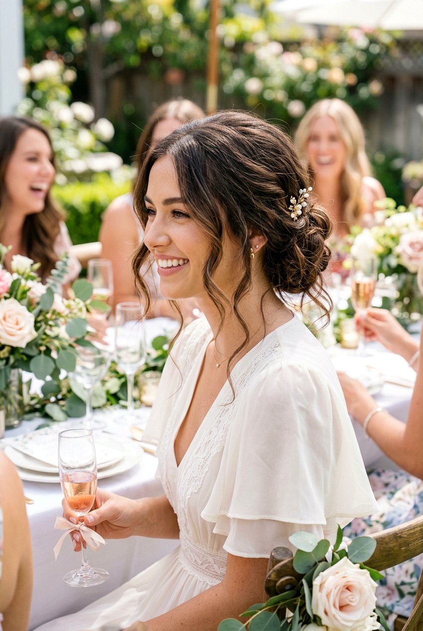 Messy Low Bun For Bridal Shower - 20 bridal shower hairstyles - 20 bridal shower hairstyles