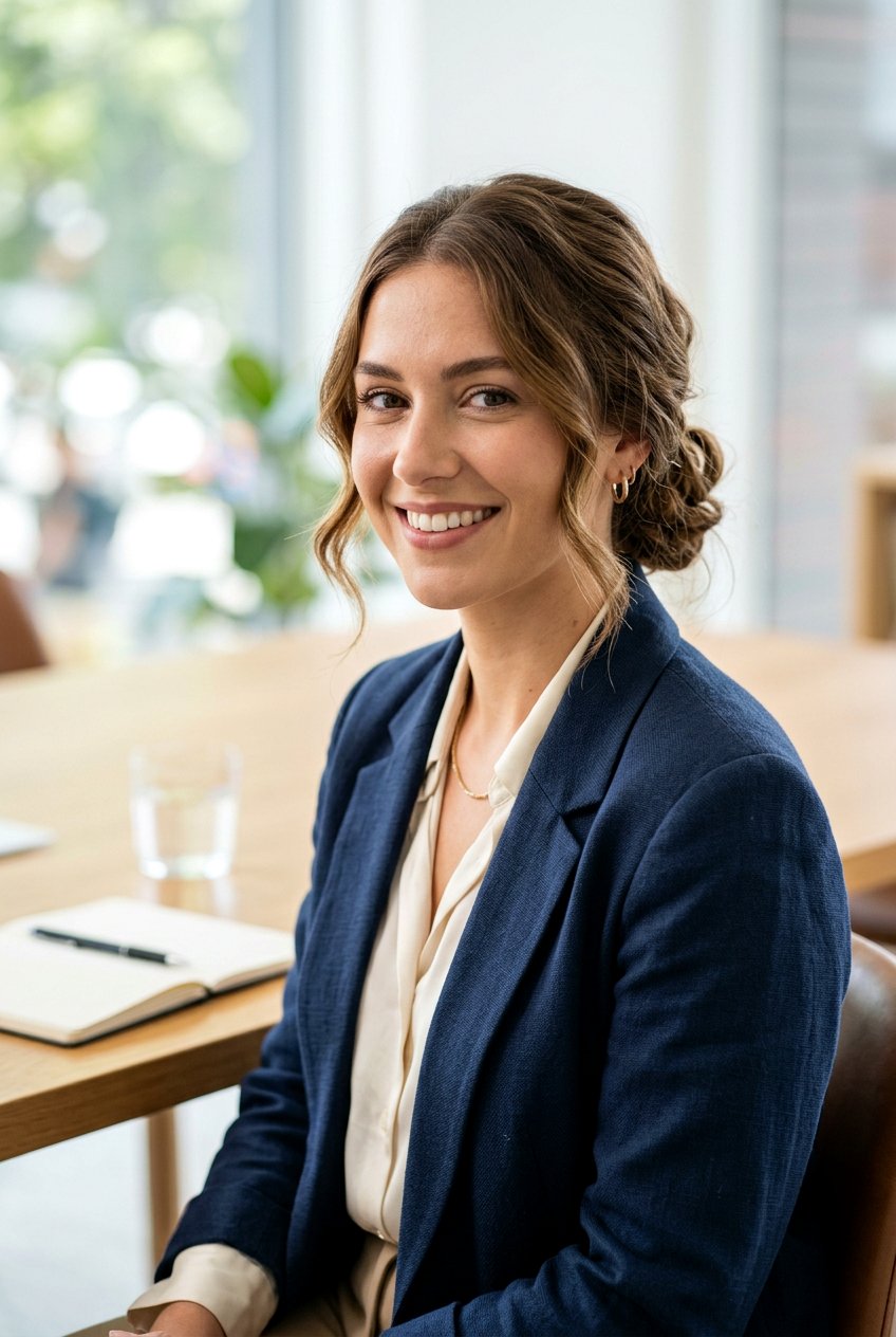 Messy Low Bun For Business Casual Interview - 20 interview bun hairstyle - 20 interview bun hairstyle