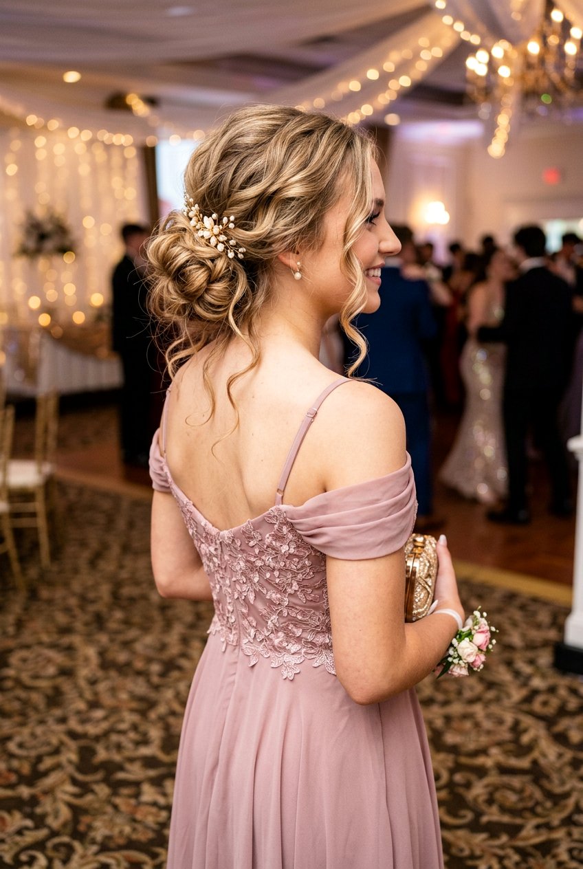 Messy Low Bun Prom Hairstyle - 20 prom hairstyles for long hair - 20 prom hairstyles for long hair