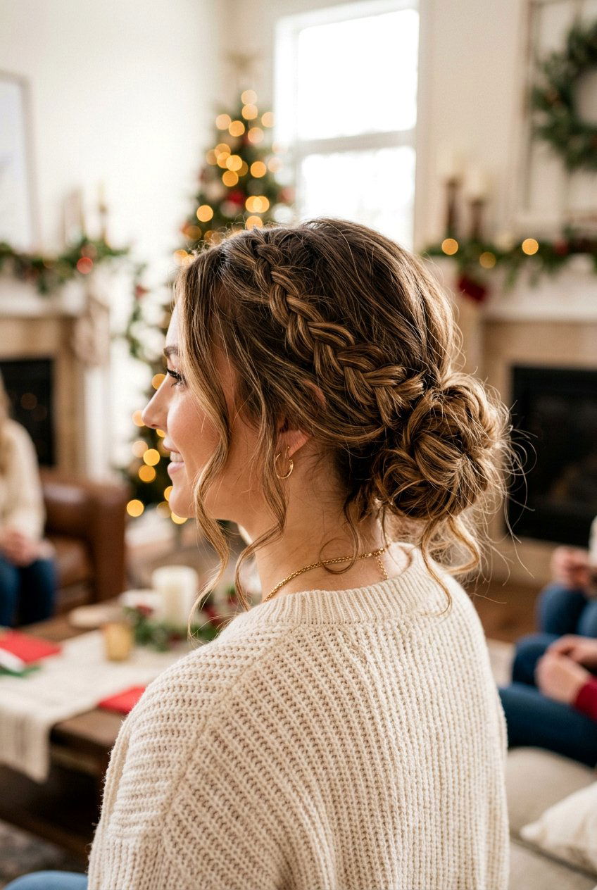 20 Festive Low Bun With Braid Ideas For Your Holiday Look