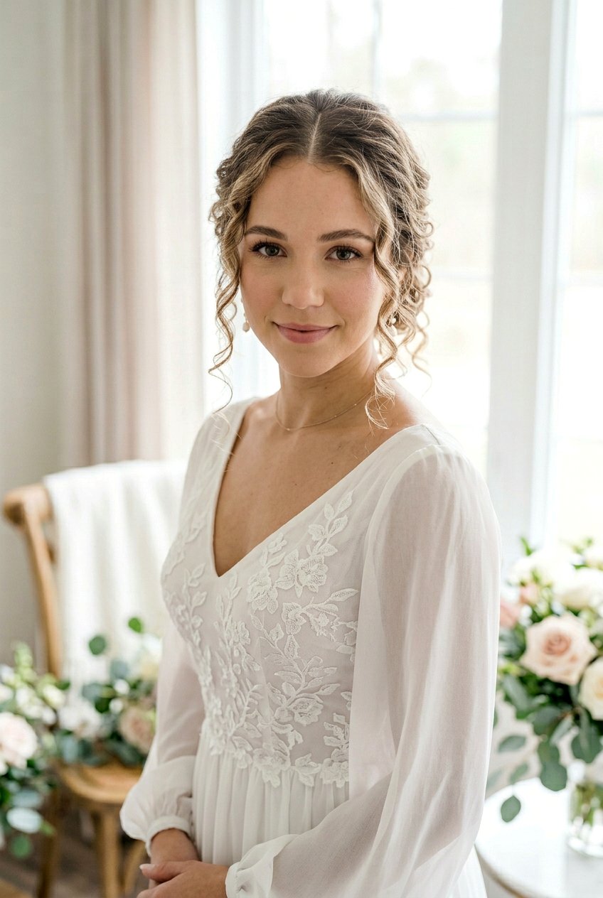 Messy Low Bun - 20 bridal hairstyle with center part - 20 bridal hairstyle with center part