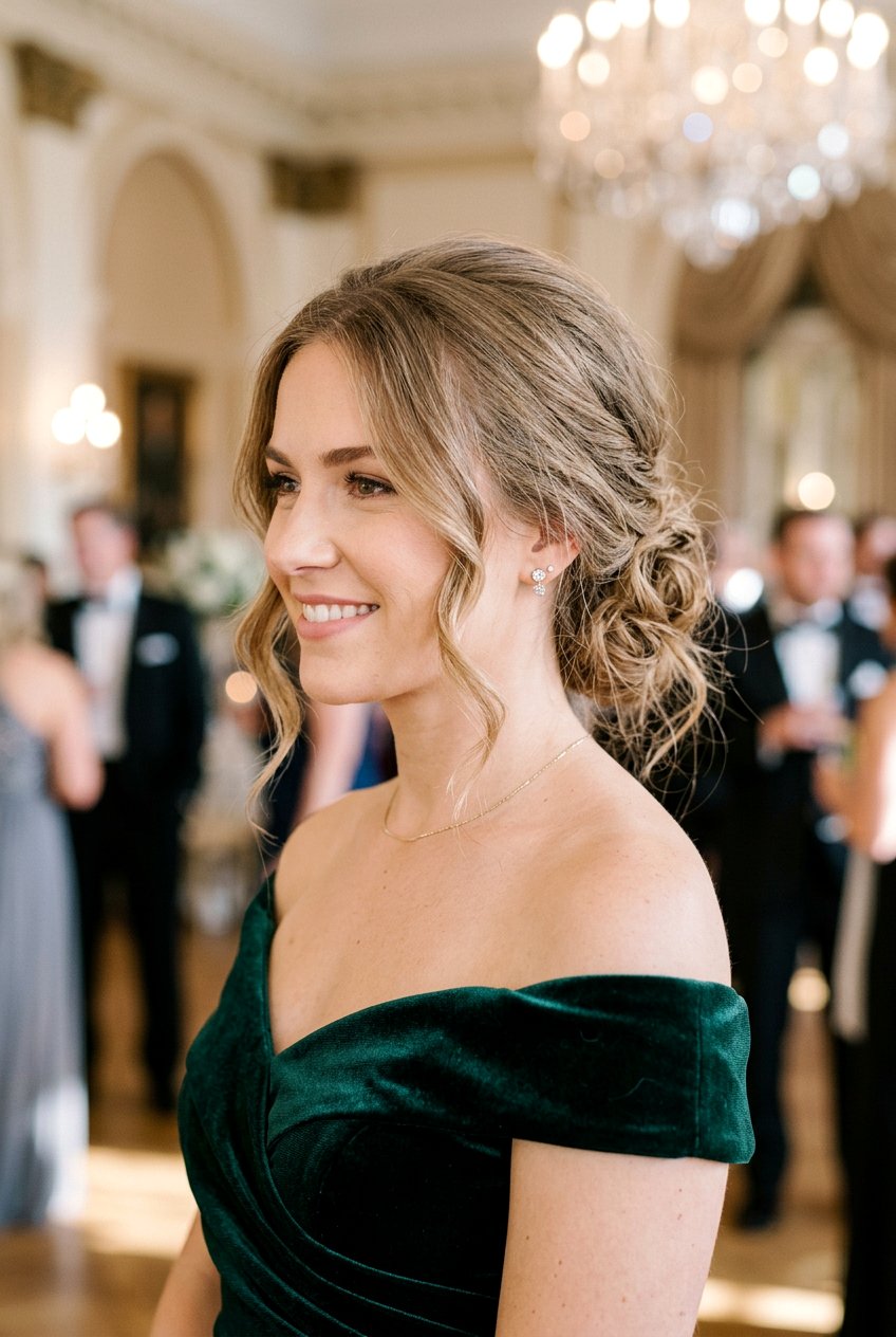 Messy Low Chignon - 20 prom hairstyle for shoulder length fine hair - 20 prom hairstyle for shoulder length fine hair