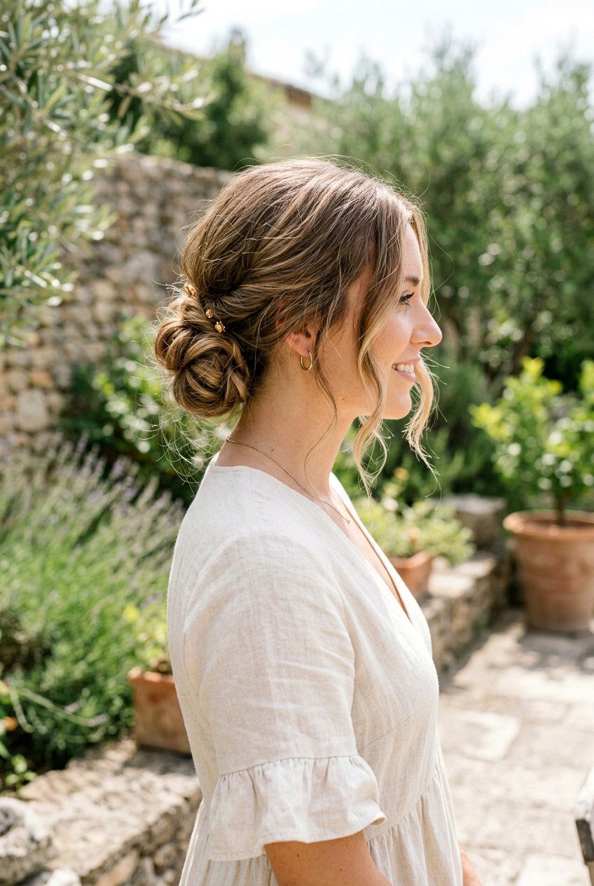 Messy Low Chignon - 20 bridal hairstyle for minimalist wedding - 20 bridal hairstyle for minimalist wedding