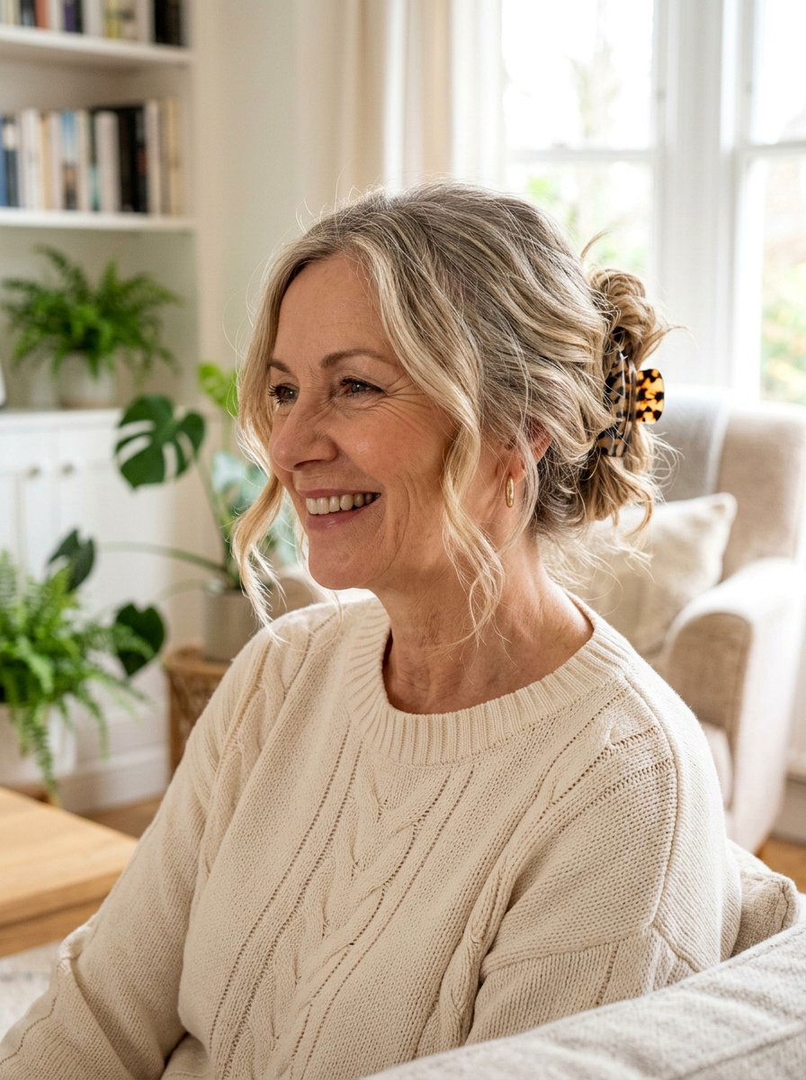 Messy Low Claw Clip Bun - 20 claw clip bun for mature women - 20 claw clip bun for mature women