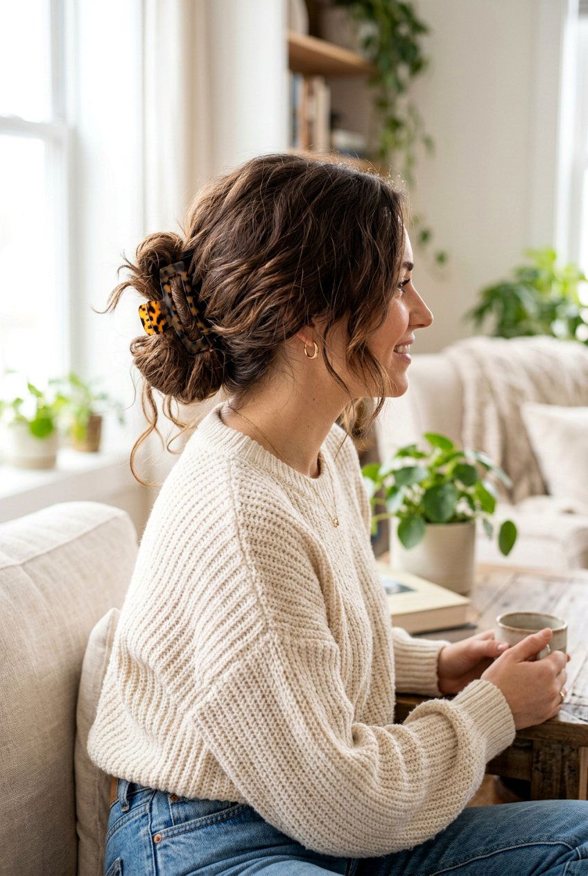 Messy Low Claw Clip Bun - 20 claw clip bun for thick hair - 20 claw clip bun for thick hair